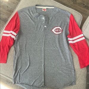 Gray and Red Baseball Henley Shirt